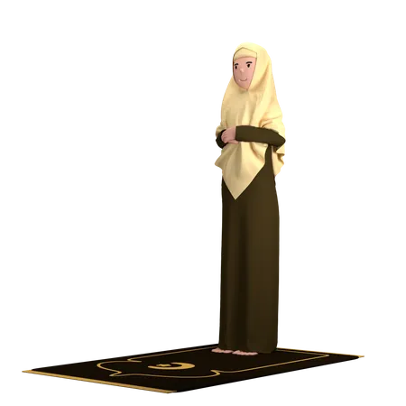 Femme musulmane dans la pose d'Iftitah  3D Illustration