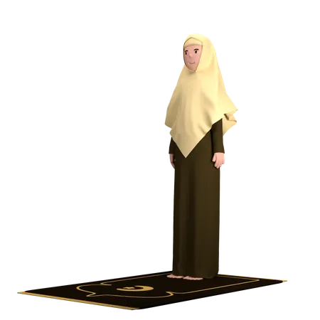 Femme musulmane en pose itidale  3D Illustration