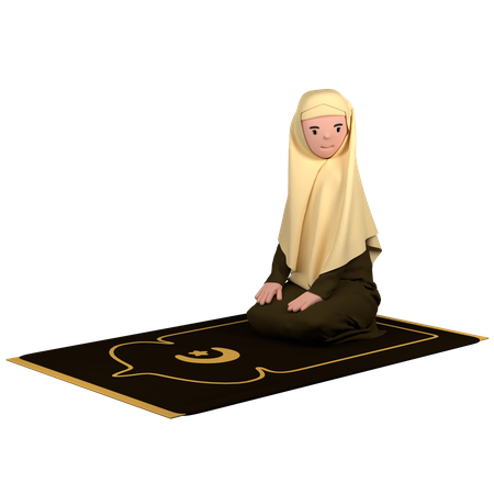 Femme musulmane dans la pose de Salam  3D Illustration