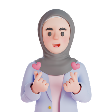 Femme musulmane faisant le geste du coeur  3D Illustration