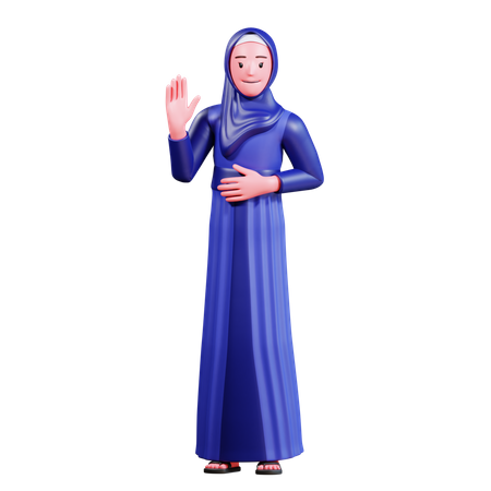 Femme musulmane levant la main  3D Illustration