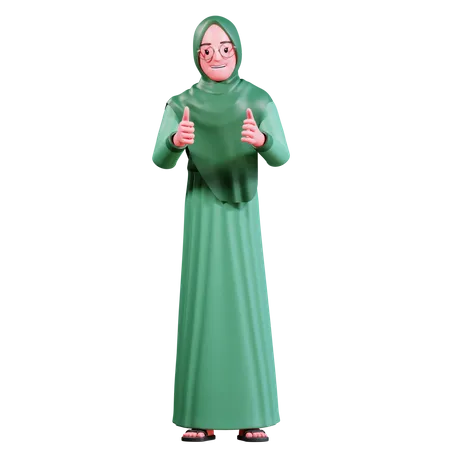 Femme musulmane montrant le pouce vers le haut  3D Illustration