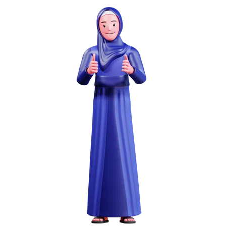 Femme musulmane montrant le pouce vers le haut  3D Illustration