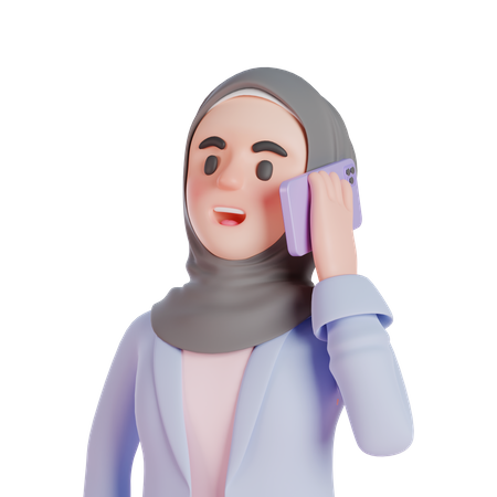 Femme musulmane parlant sur smartphone  3D Illustration