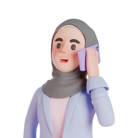 Femme musulmane parlant sur smartphone  3D Illustration