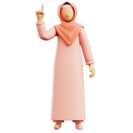 Femme musulmane pointant du doigt  3D Illustration