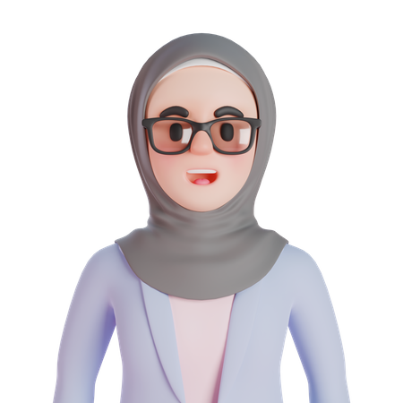 Femme musulmane portant des lunettes  3D Illustration