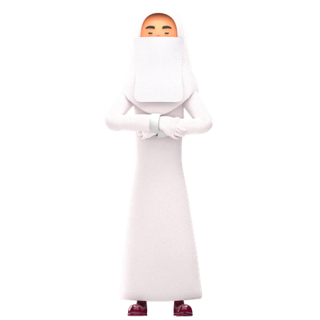 Pose de prière de femme musulmane  3D Illustration