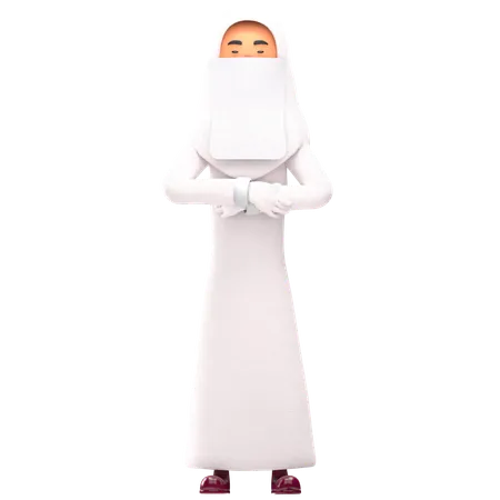 Pose de prière de femme musulmane  3D Illustration