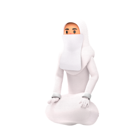 Pose de prière de femme musulmane  3D Illustration