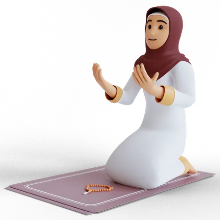 Une femme musulmane prie pendant le Ramadan  3D Illustration