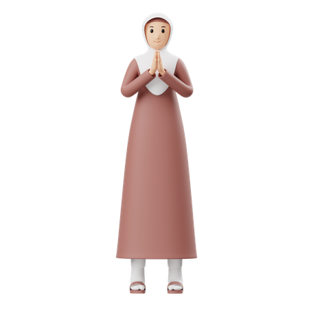 Salutations de femme musulmane  3D Illustration