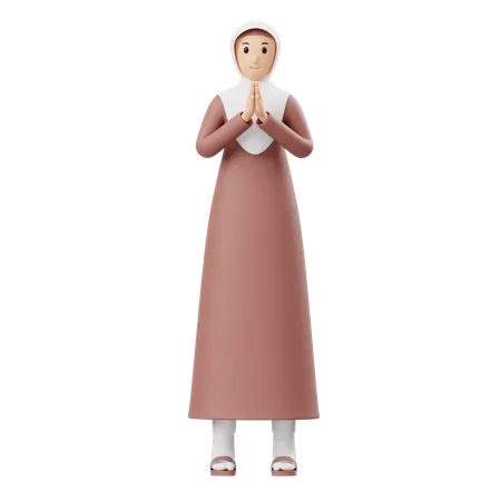 Salutations de femme musulmane  3D Illustration