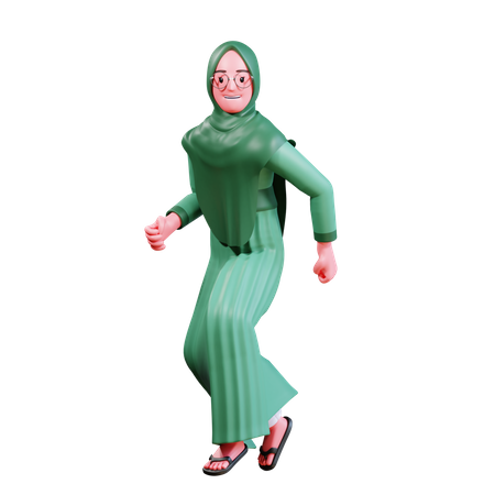 Femme musulmane sautant dans les airs  3D Illustration