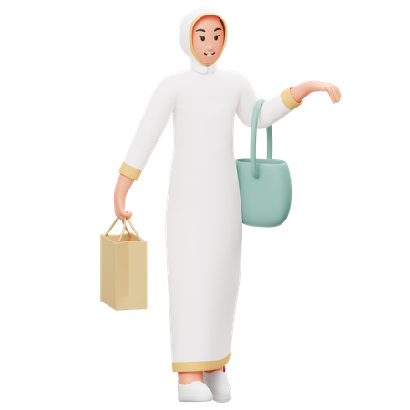 Femme musulmane faisant du shopping  3D Illustration