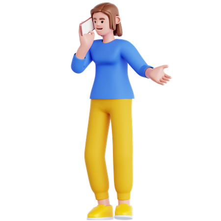 Femme parlant au téléphone portable  3D Illustration