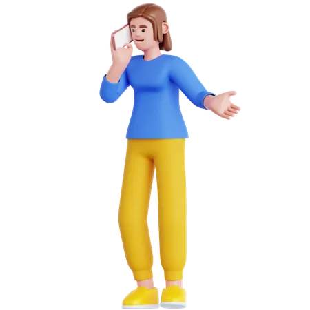 Femme parlant au téléphone portable  3D Illustration