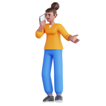 Femme parlant au téléphone portable  3D Illustration