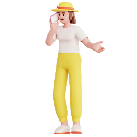 Femme parlant au téléphone portable  3D Illustration