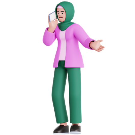 Femme parlant au téléphone portable  3D Illustration