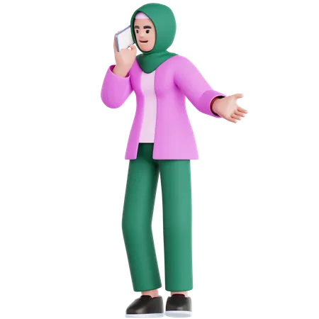 Femme parlant au téléphone portable  3D Illustration