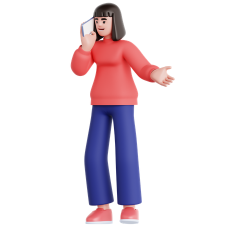 Femme parlant au téléphone portable  3D Illustration