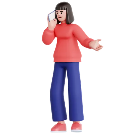 Femme parlant au téléphone portable  3D Illustration