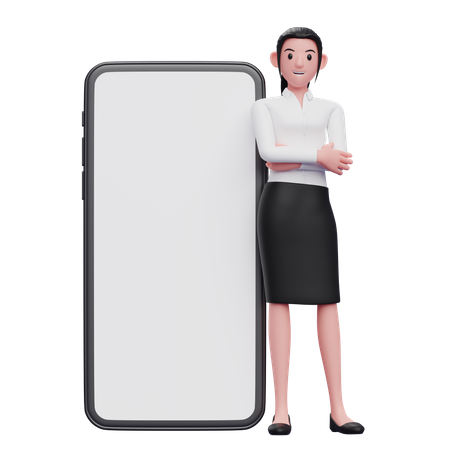 Femme penchée sur le téléphone  3D Icon
