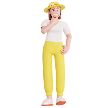 Femme pensant à quelque chose  3D Illustration