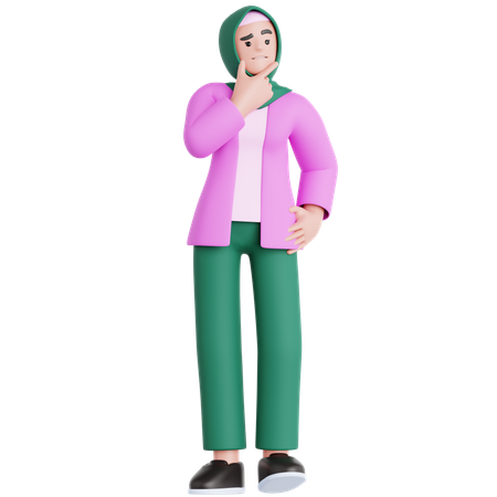 Femme pensant à quelque chose  3D Illustration