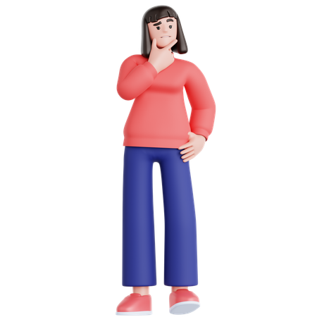 Femme pensant à quelque chose  3D Illustration