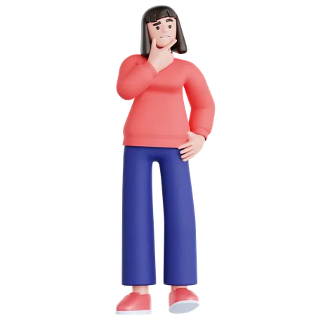 Femme pensant à quelque chose  3D Illustration