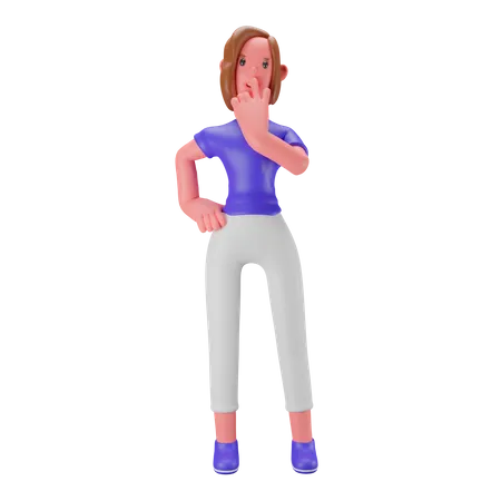Femme réfléchie  3D Illustration