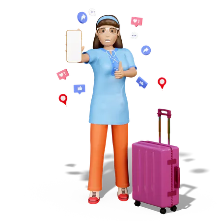 Femme planifiant un voyage  3D Illustration