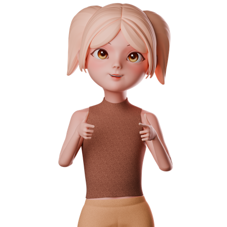 Femme pointant  3D Illustration