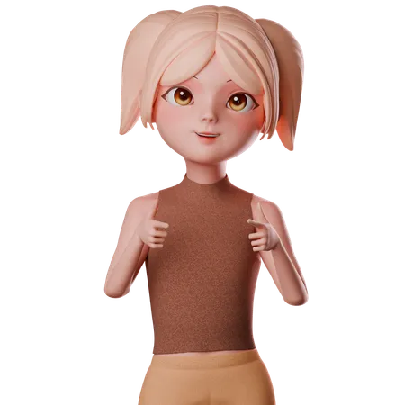 Femme pointant  3D Illustration