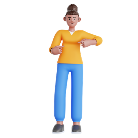 Femme pointant  3D Illustration