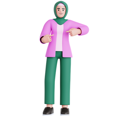 Femme pointant  3D Illustration