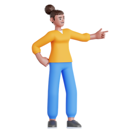 Femme pointant vers la gauche  3D Illustration