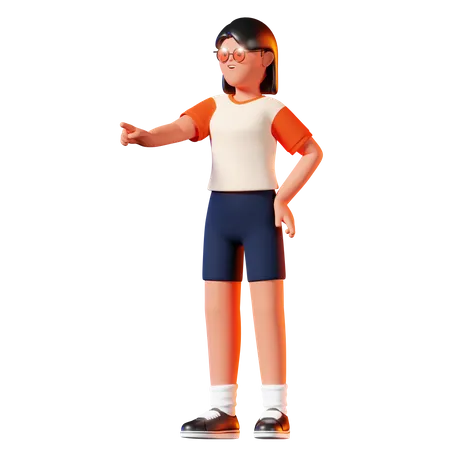 Femme pointant la pose  3D Illustration