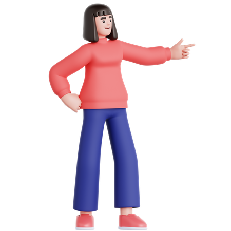 Femme pointant vers la gauche  3D Illustration