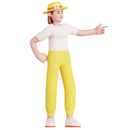 Femme pointant vers la gauche  3D Icon