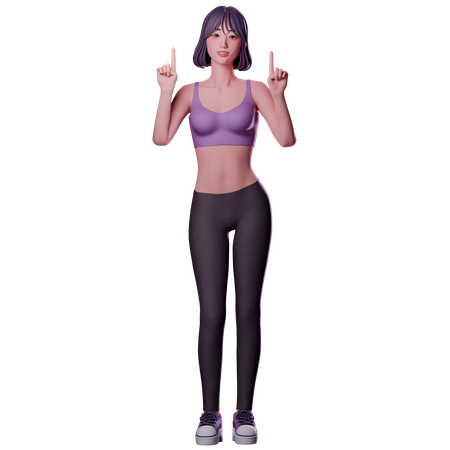 Femme pointant vers le haut  3D Icon