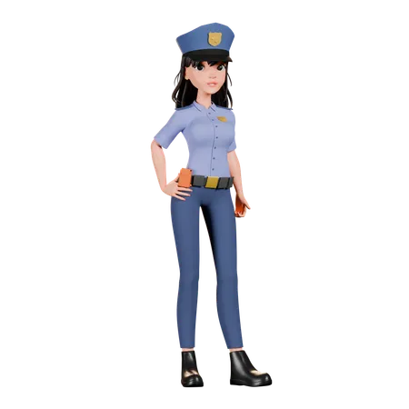 Femme policière confiante en uniforme  3D Illustration