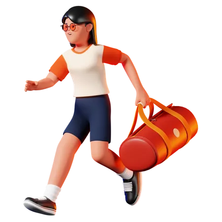 Femme portant un sac pose  3D Illustration