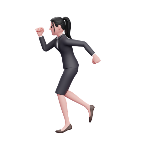Femme portant une robe formelle courant à la hâte  3D Illustration