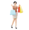 Femme posant avec des sacs de courses