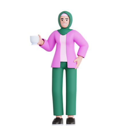 Une femme prend une pause-café  3D Illustration