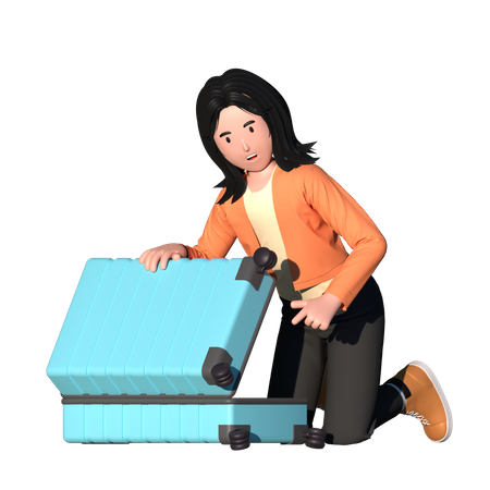 Femme se préparant pour le voyage  3D Illustration