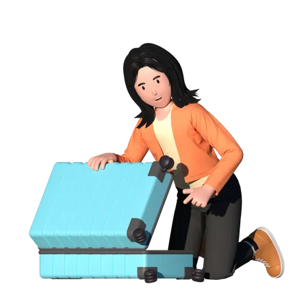 Femme se préparant pour le voyage  3D Illustration